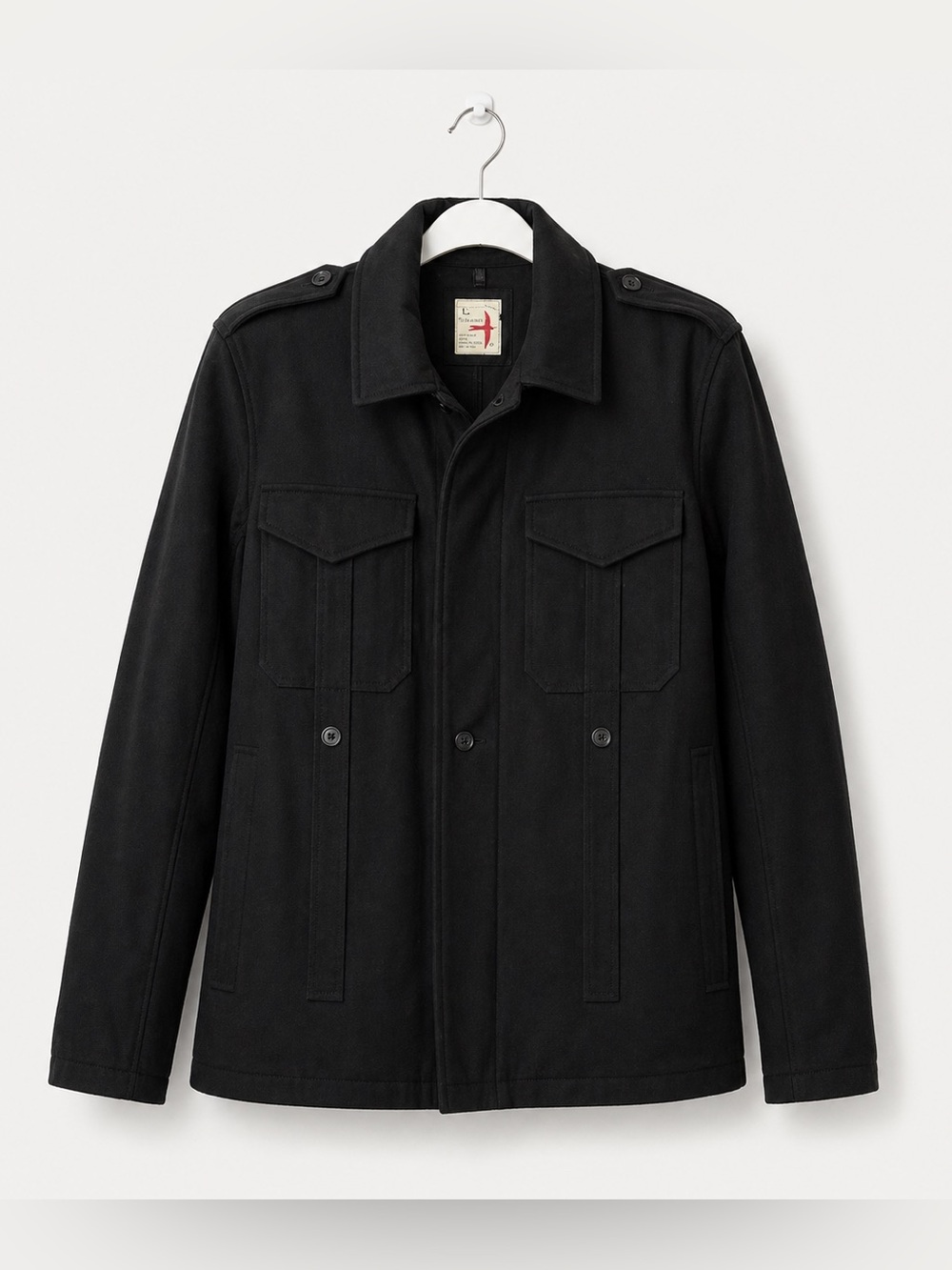 Relwen Wool Blend Field‎ Jacket Black Military Utility Coat Mens Large